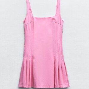 Zara Short Pleated Pink Mini Dress